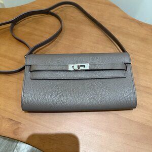 Hermes Kelly To Go Epsom Etoupe Silver Hardware